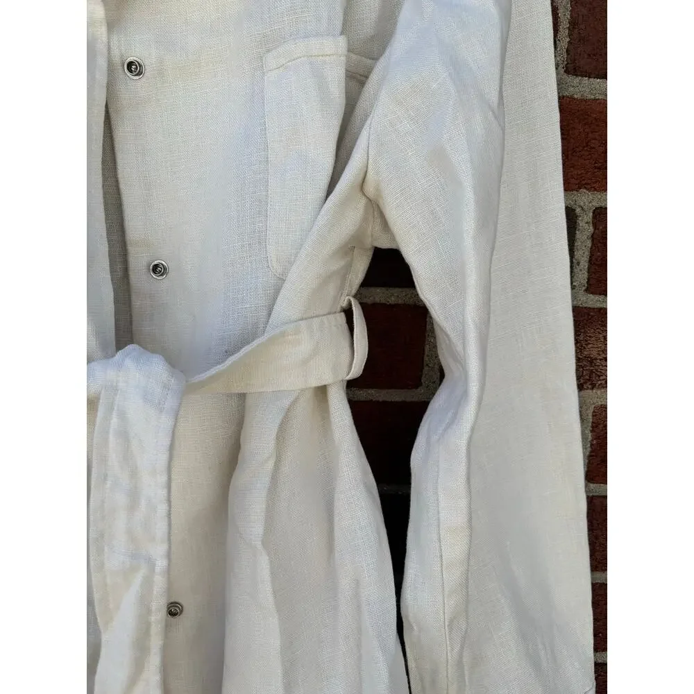 Jones New York Country White Linen Blend Belted Button Up Jacket Shirt Women’s - Picture 9 of 15